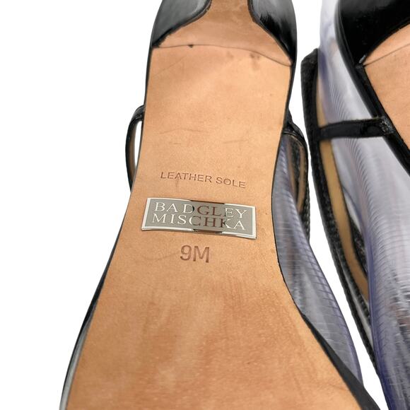 Badgley Mishka Heel 9M Black Patent Silver Chains 5" Heels - Picture 12 of 16